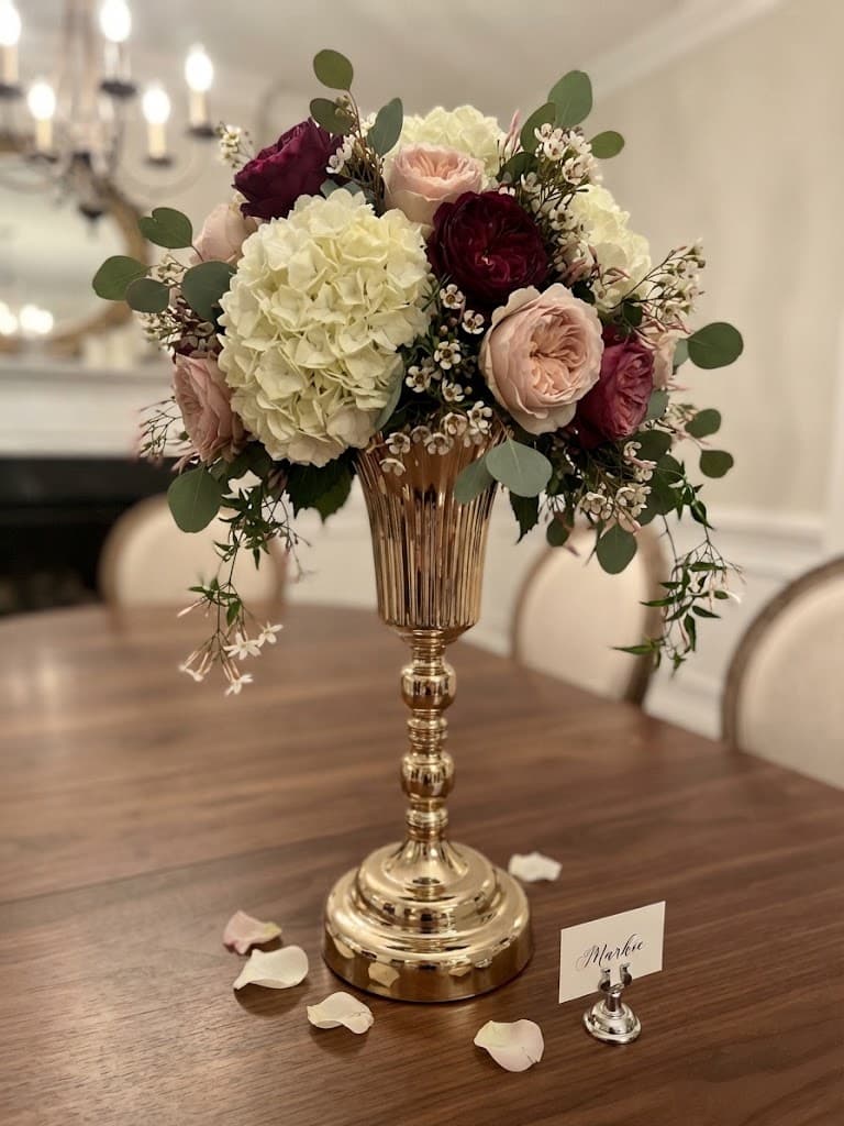 K&S Elegant Fluted Gold Pedestal Floral Vase