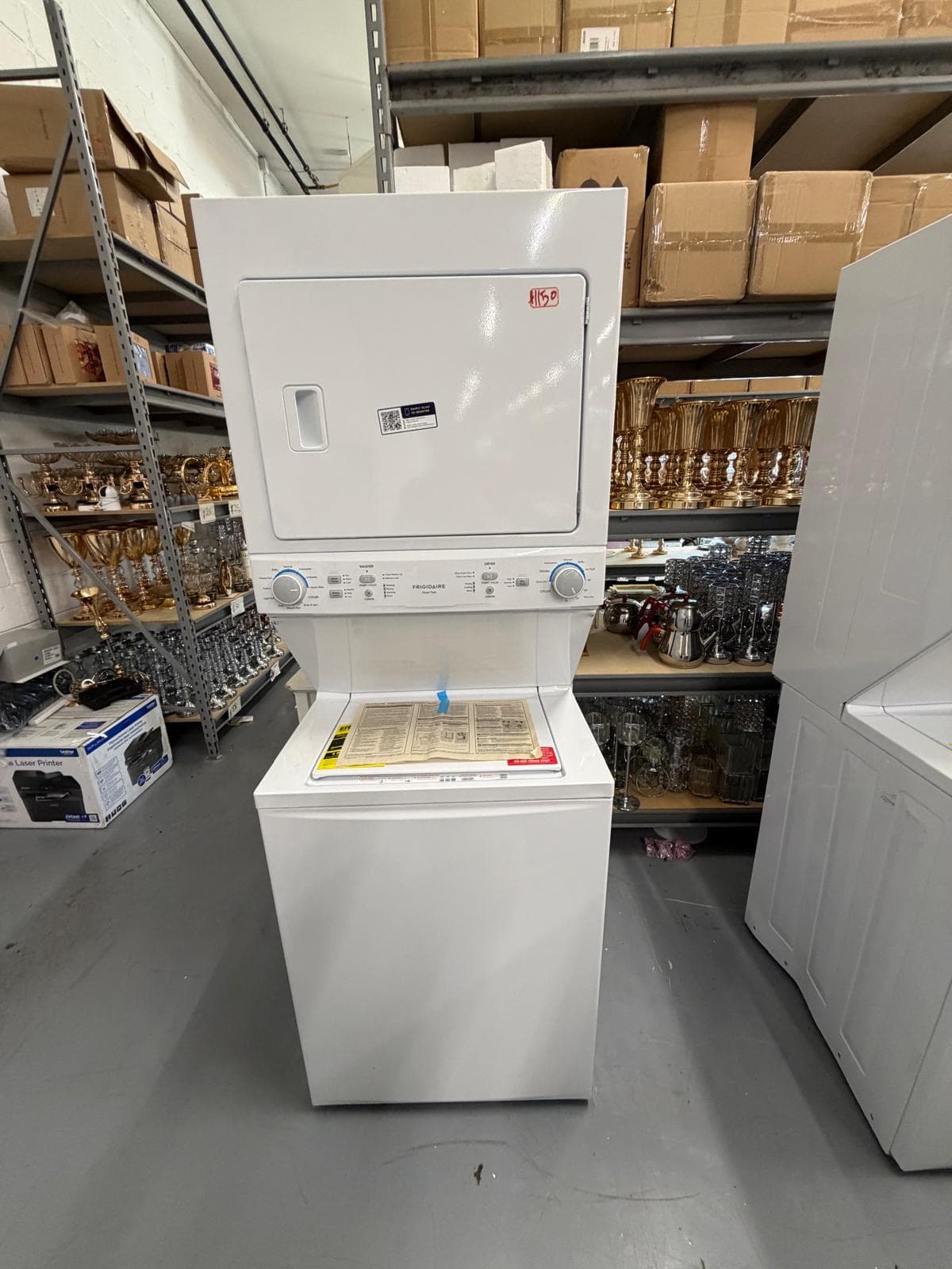 Frigidaire white, all-in-one electric washer/dryer laundry center, model FLC27522AW