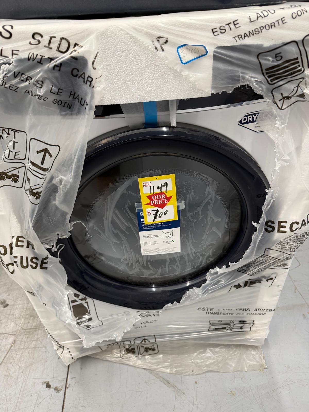 Electrolux 8.0 Cu. Ft. Gas Dryer, model ELFG7626BW