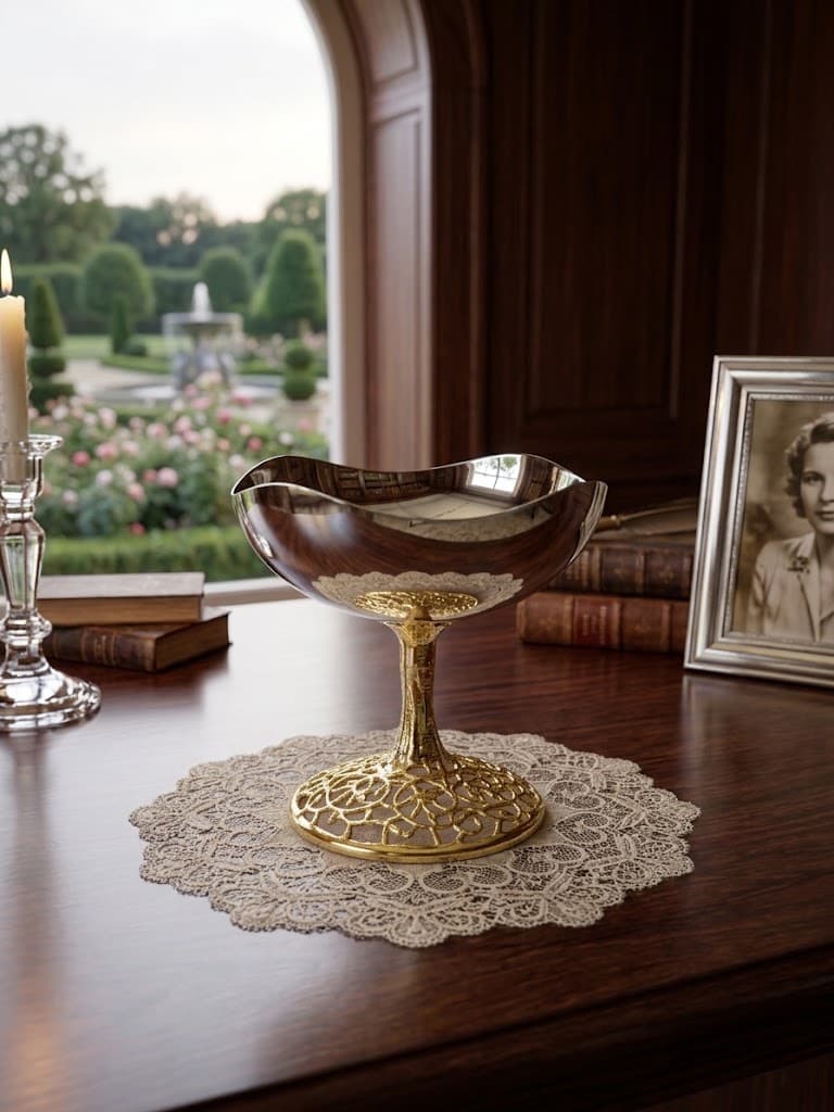 K&S Elegant Silver-Finish Pedestal Bowl