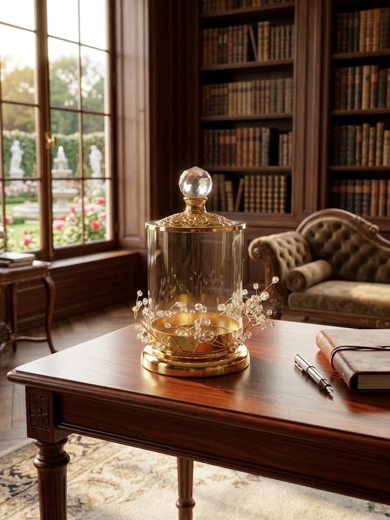 K$S Elegant Crystal-Adorned Glass Jar
