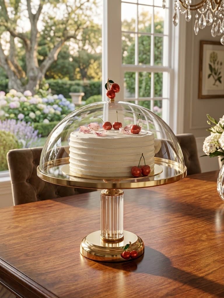 K&S Elegant Cherry Accent Pedestal Dessert Stand