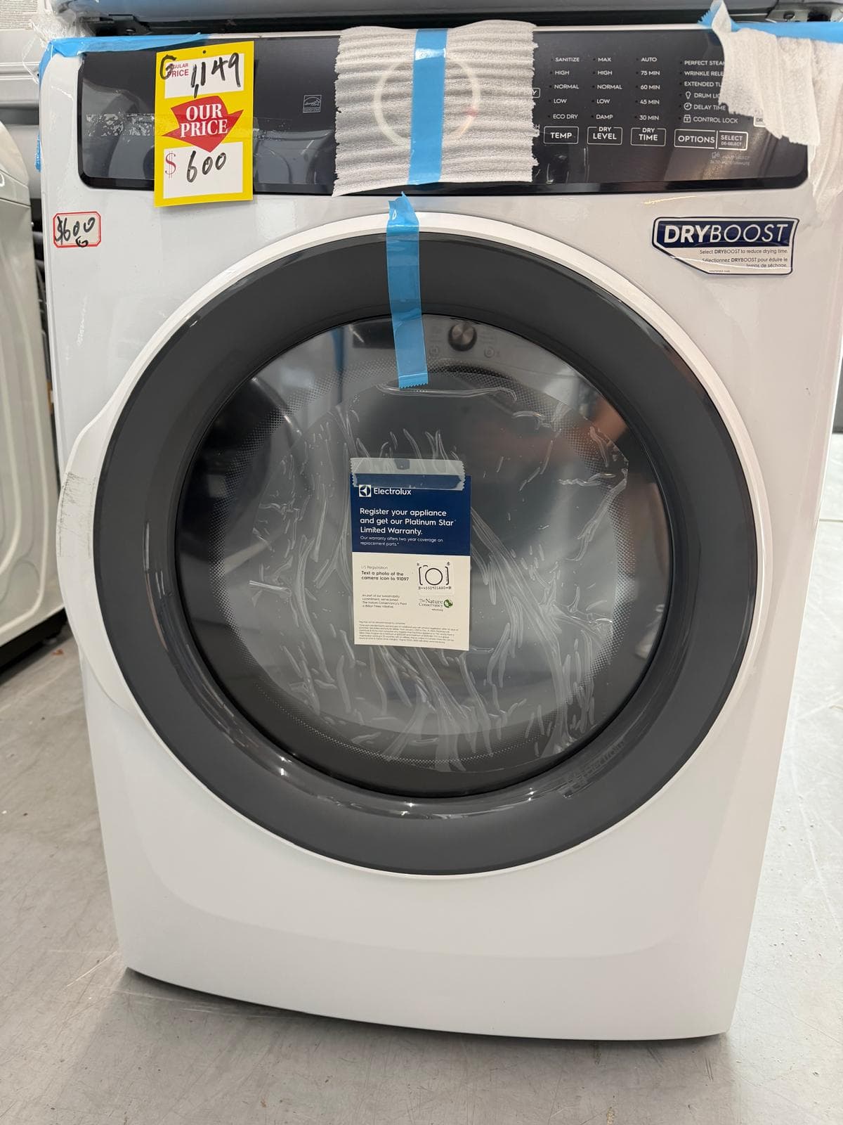 Electrolux 8.0 cu. ft. front-load gas dryer, model ELFG7437AW